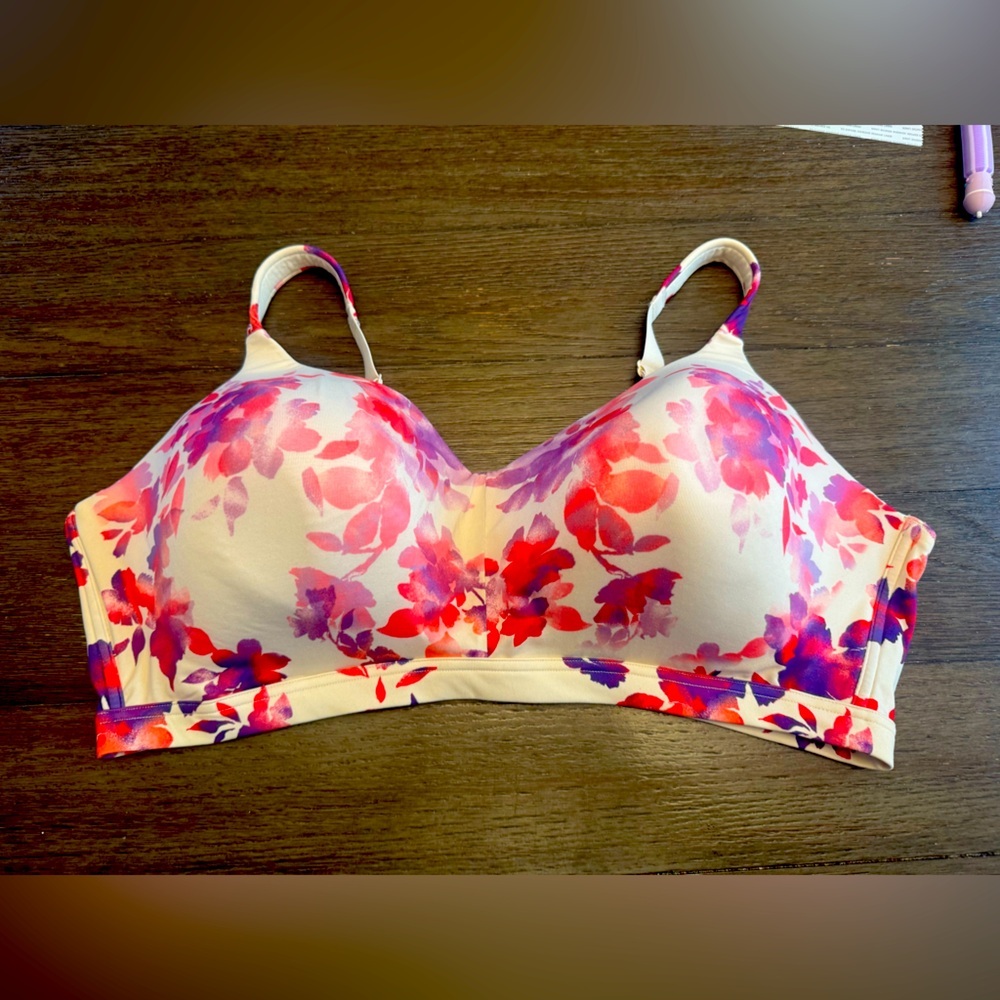 Catherines Pink and Purple Floral Bra